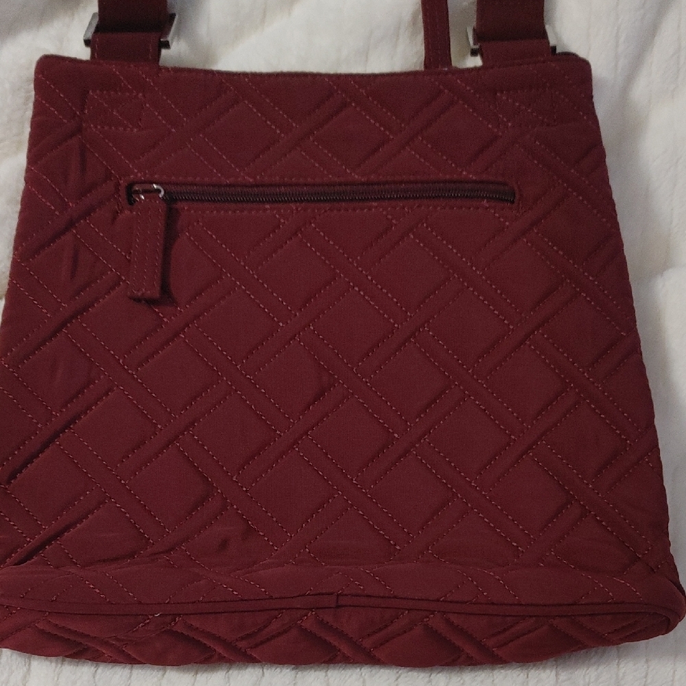 Quilted Burgundy Vera Bradley Shoulder Bag - Picture 5 of 8